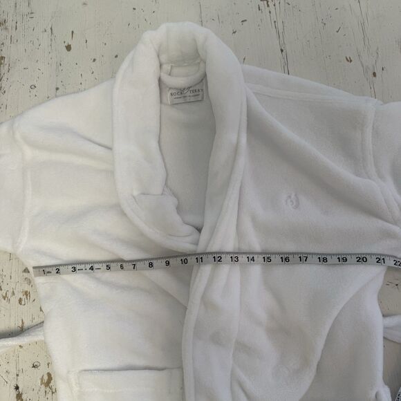 Boca Terry White Robe One Size Plush Spa Club Unisex Soft Cotton Blend with Tie - Picture 10 of 12
